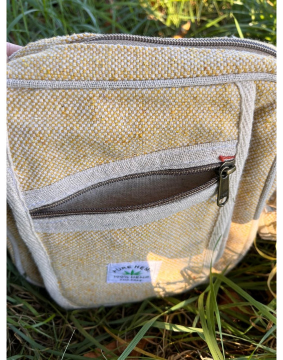 Ethno kabelka z konope - žlto biela